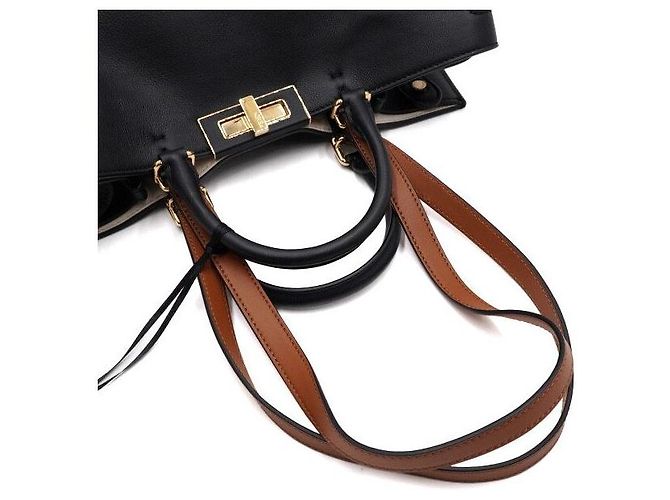 Fendi Piccola borsa tote e borsa a tracolla Peekaboo X-Tote in pelle nera Nero - vista 10