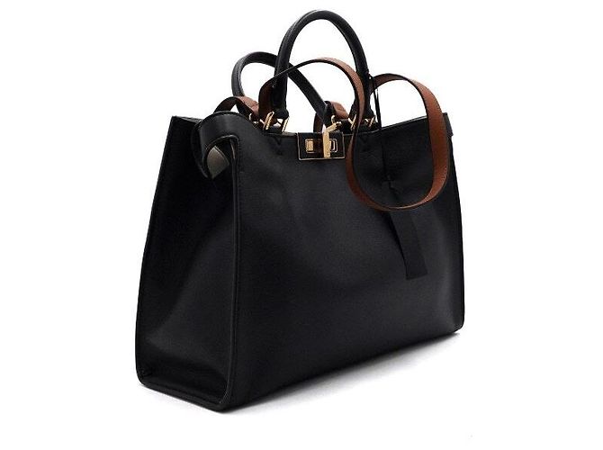 Fendi Piccola borsa tote e borsa a tracolla Peekaboo X-Tote in pelle nera Nero - vista 3