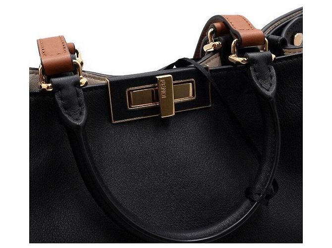 Fendi Piccola borsa tote e borsa a tracolla Peekaboo X-Tote in pelle nera Nero - vista 9