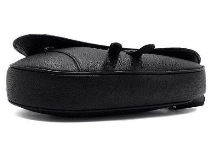 Saddle Dior Borsa a tracolla e a spalla da uomo in pelle di vitello granulata nera - vista 7