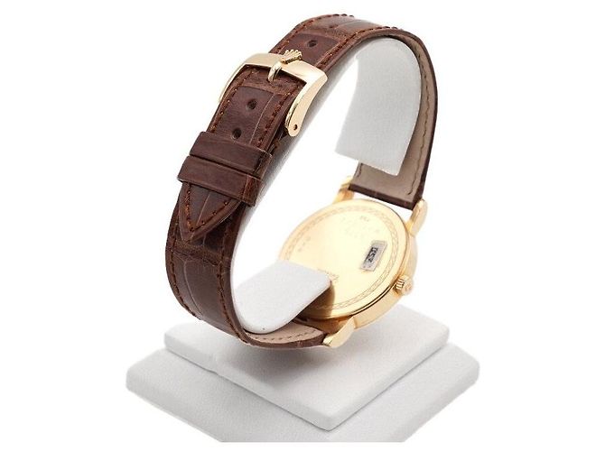 Rolex Relógio Jubilee Roman Manual Masculino com Pulseira de Couro Amarelo - vista 5