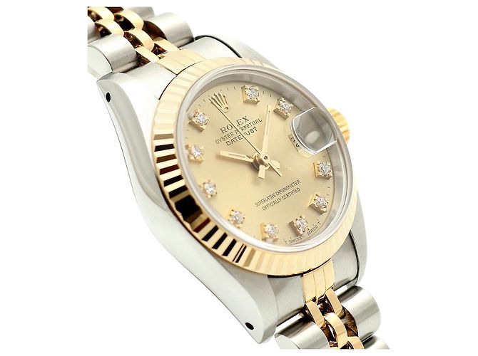Rolex Datejust Small Ladies' Combi Aftersetting Diamond Uhr Golden - Ansicht 11