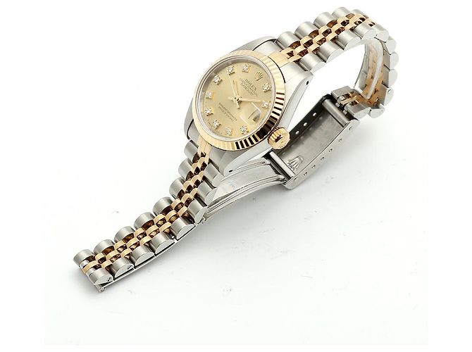 Rolex Datejust Small Ladies' Combi Aftersetting Diamond Uhr Golden - Ansicht 14