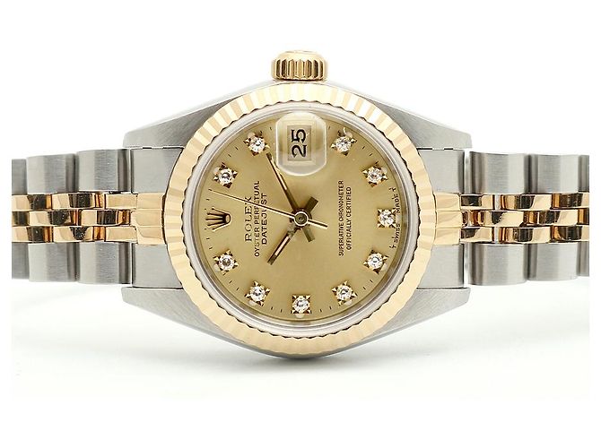 Rolex Datejust Small Ladies' Combi Aftersetting Diamond Uhr Golden - Ansicht 18