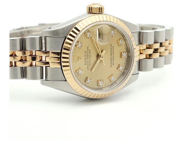 Rolex Datejust Small Ladies' Combi Aftersetting Diamond Uhr Golden - Ansicht 19