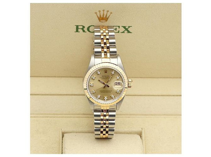 Rolex Datejust Small Ladies' Combi Aftersetting Diamond Uhr Golden - Ansicht 2