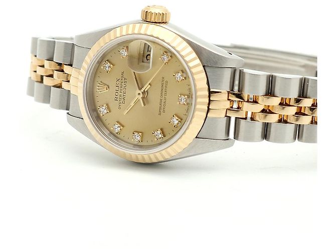 Rolex Datejust Small Ladies' Combi Aftersetting Diamond Uhr Golden - Ansicht 20