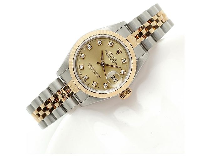 Rolex Datejust Small Ladies' Combi Aftersetting Diamond Uhr Golden - Ansicht 22
