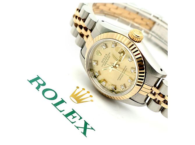 Rolex Datejust Small Ladies' Combi Aftersetting Diamond Uhr Golden - Ansicht 23