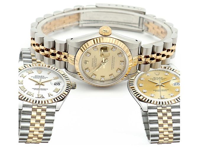 Rolex Datejust Small Ladies' Combi Aftersetting Diamond Uhr Golden - Ansicht 24