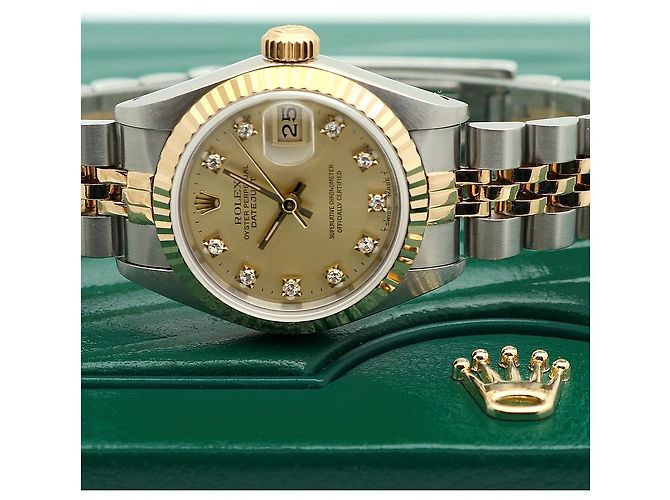 Rolex Datejust Small Ladies' Combi Aftersetting Diamond Uhr Golden - Ansicht 25