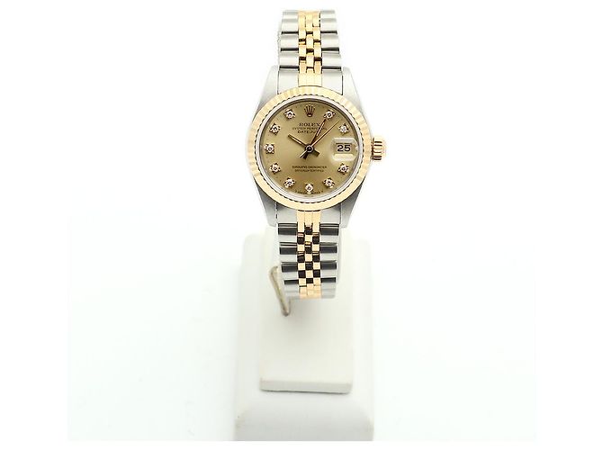 Rolex Datejust Small Ladies' Combi Aftersetting Diamond Uhr Golden - Ansicht 3