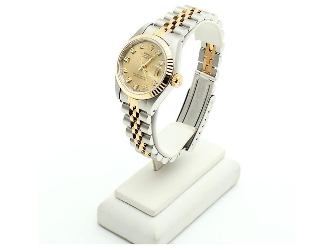 Rolex Datejust Small Ladies' Combi Aftersetting Diamond Uhr Golden - Ansicht 4