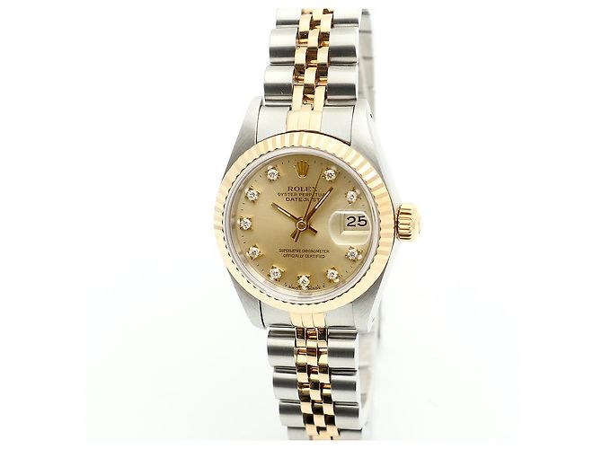 Rolex Datejust Small Ladies' Combi Aftersetting Diamond Uhr Golden - Ansicht 8