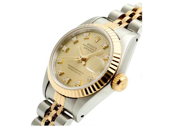 Rolex Datejust Small Ladies' Combi Aftersetting Diamond Uhr Golden - Ansicht 9