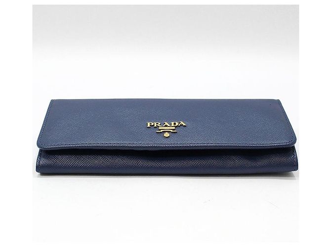 Prada Cartera Larga de Saffiano Azul con Logo Dorado - vista 5