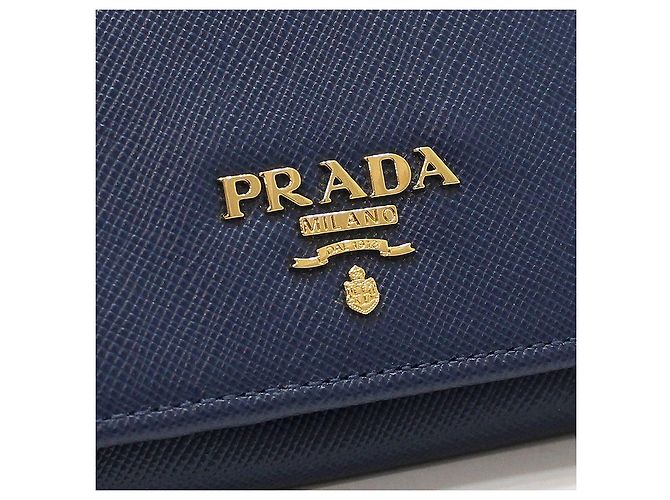 Prada Cartera Larga de Saffiano Azul con Logo Dorado - vista 6