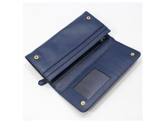 Prada Cartera Larga de Saffiano Azul con Logo Dorado - vista 7