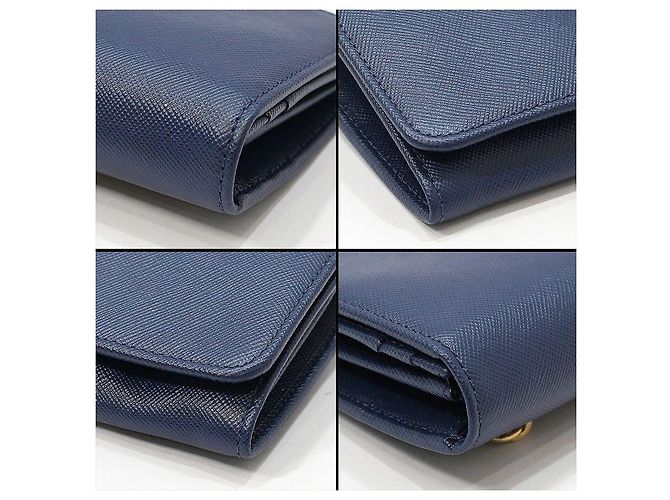 Prada Cartera Larga de Saffiano Azul con Logo Dorado - vista 9