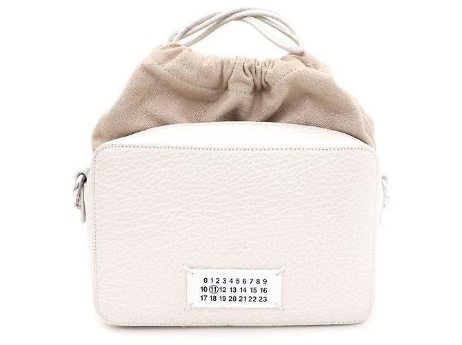 Maison Martin Margiela Borsa a tracolla camera in pelle di vitello media Bianco - vista 3