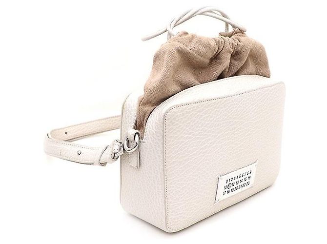 Maison Martin Margiela Borsa a tracolla camera in pelle di vitello media Bianco - vista 4