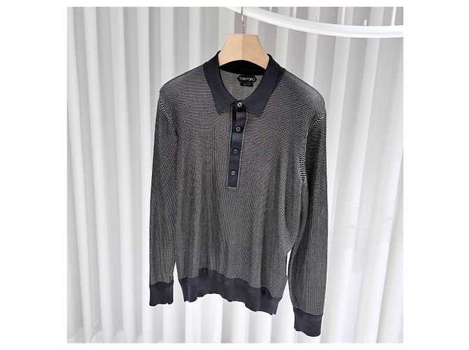 Tom Ford Polo a maniche lunghe in misto seta Multicolore - vista 2