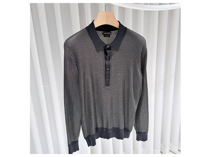 Tom Ford Polo a maniche lunghe in misto seta Multicolore - vista 3