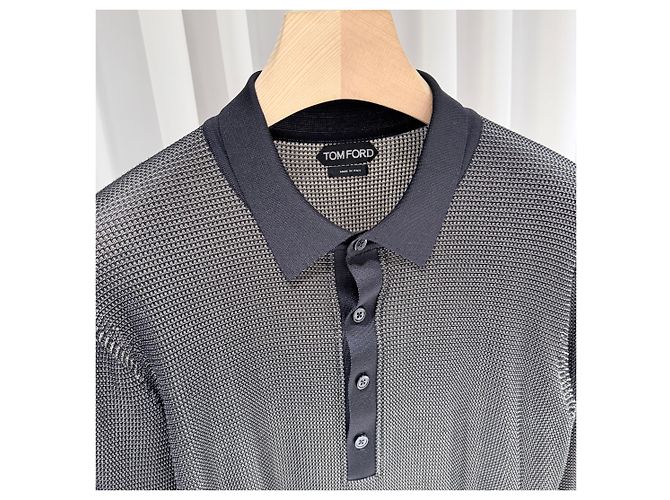 Tom Ford Polo a maniche lunghe in misto seta Multicolore - vista 4