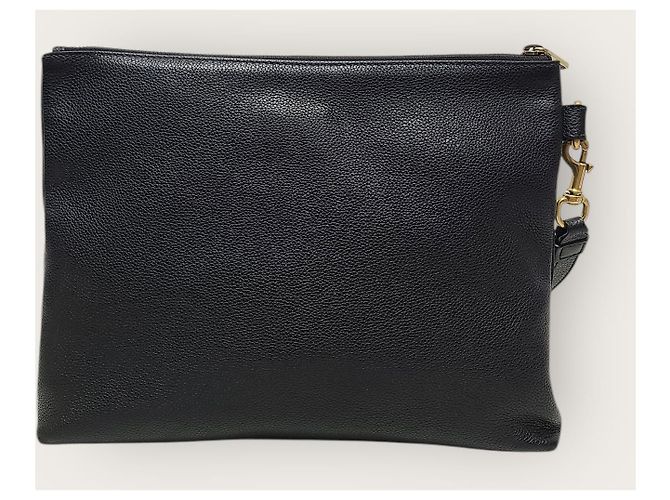Gucci Clutch in pelle con tracolla logo Web nero - vista 5