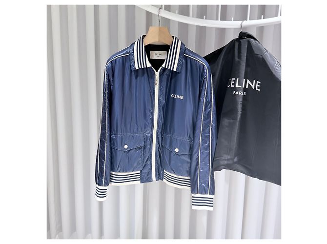 Céline Leichte Nylon-Bomberjacke Blau - Ansicht 2
