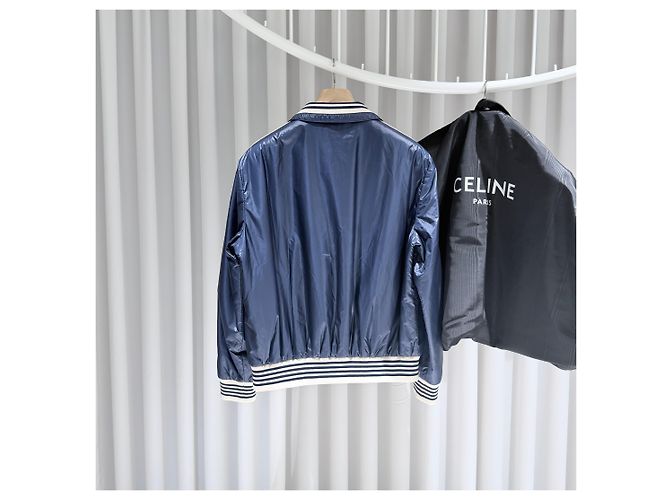 Céline Leichte Nylon-Bomberjacke Blau - Ansicht 5