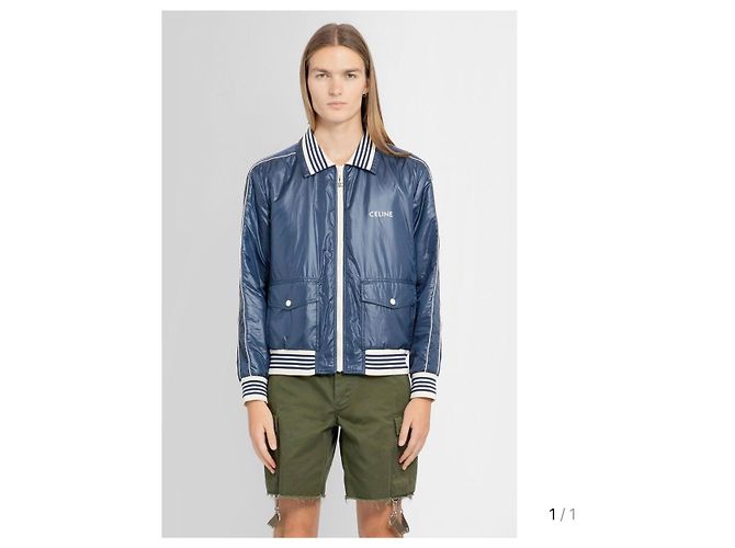 Céline Leichte Nylon-Bomberjacke Blau - Ansicht 8