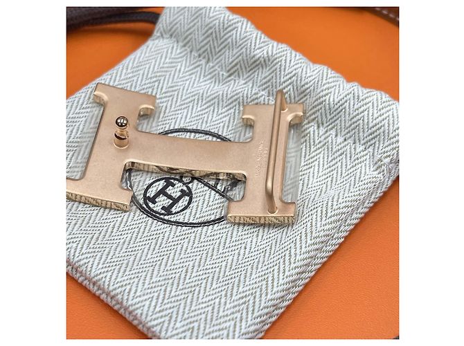 Hermès Cintura reversibile Nero/Oro Oro Rosa - vista 4