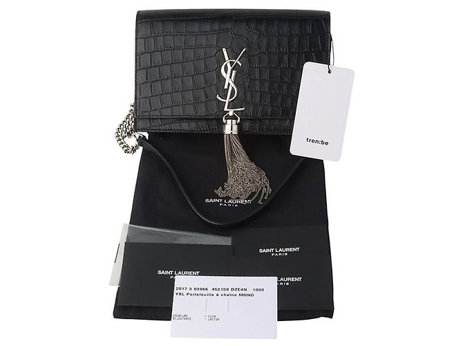 Saint Laurent Borsa a tracolla YSL Crocodile Kate Tassel WOC - vista 8