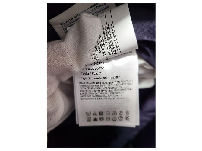 Moncler Navy Badge Cluny Steppjacke mit Waschbärfell Blau - Ansicht 5