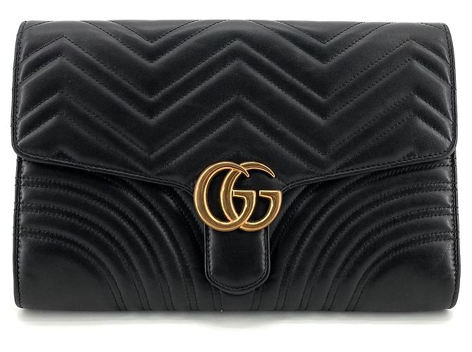 Gucci Clutch con patta trapuntata Nero - vista 2
