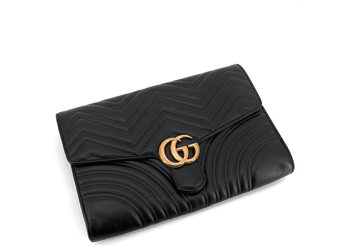 Gucci Clutch con patta trapuntata Nero - vista 6