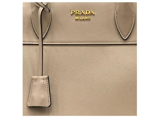 Prada Borsa Tote Esplanade Saffiano Beige Marrone - vista 10