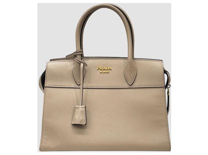 Prada Borsa Tote Esplanade Saffiano Beige Marrone - vista 2