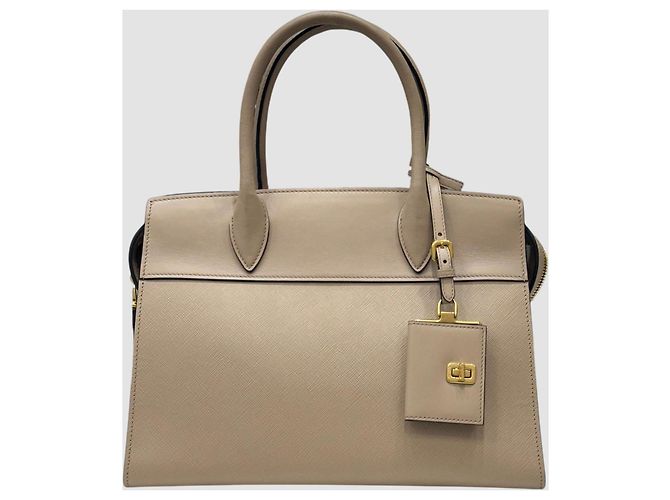 Prada Borsa Tote Esplanade Saffiano Beige Marrone - vista 7