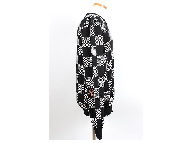 Louis Vuitton Pull en maille Distorted Damier XL Noir - vue 4