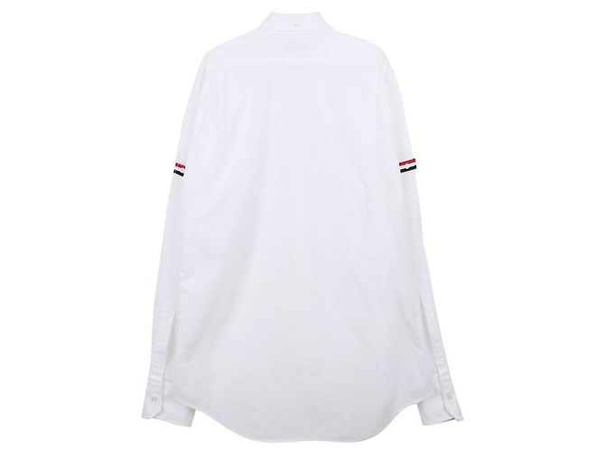 Thom Browne Camicia bianca con fascia RWB con maniche Bianco - vista 4