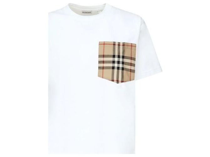 Burberry Camiseta de algodón a cuadros con bolsillo Blanco - vista 4