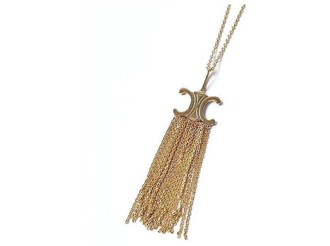 Céline Collana lunga Folk Fringe in ottone con finitura dorata - vista 3
