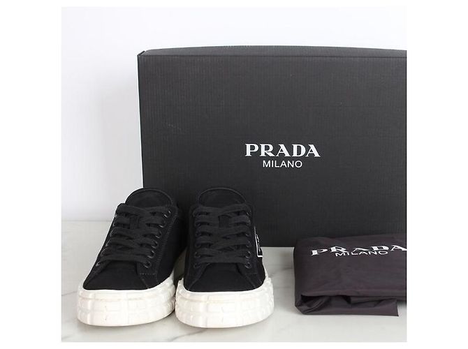 Prada Sneakers in gabardine nero - vista 2