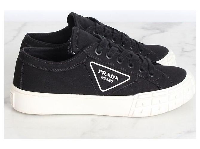 Prada Sneakers in gabardine nero - vista 3
