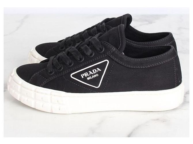 Prada Sneakers in gabardine nero - vista 4