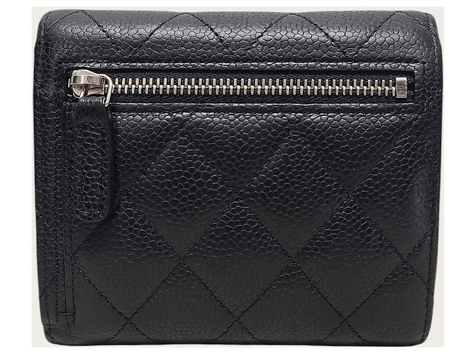 Chanel Portafoglio piccolo Classic Flap in caviar nero e argento - vista 5