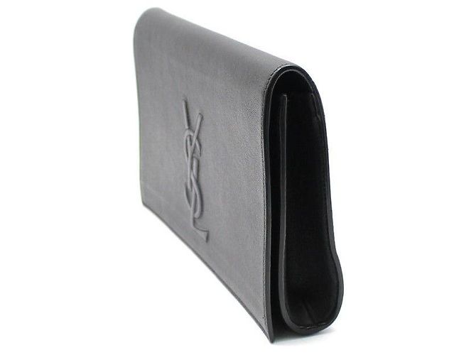 Saint Laurent Clutch Belture in pelle nera Nero - vista 2