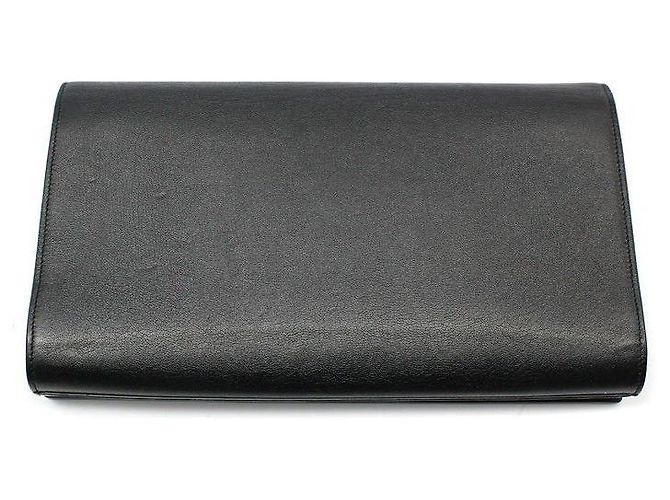 Saint Laurent Clutch Belture in pelle nera Nero - vista 3